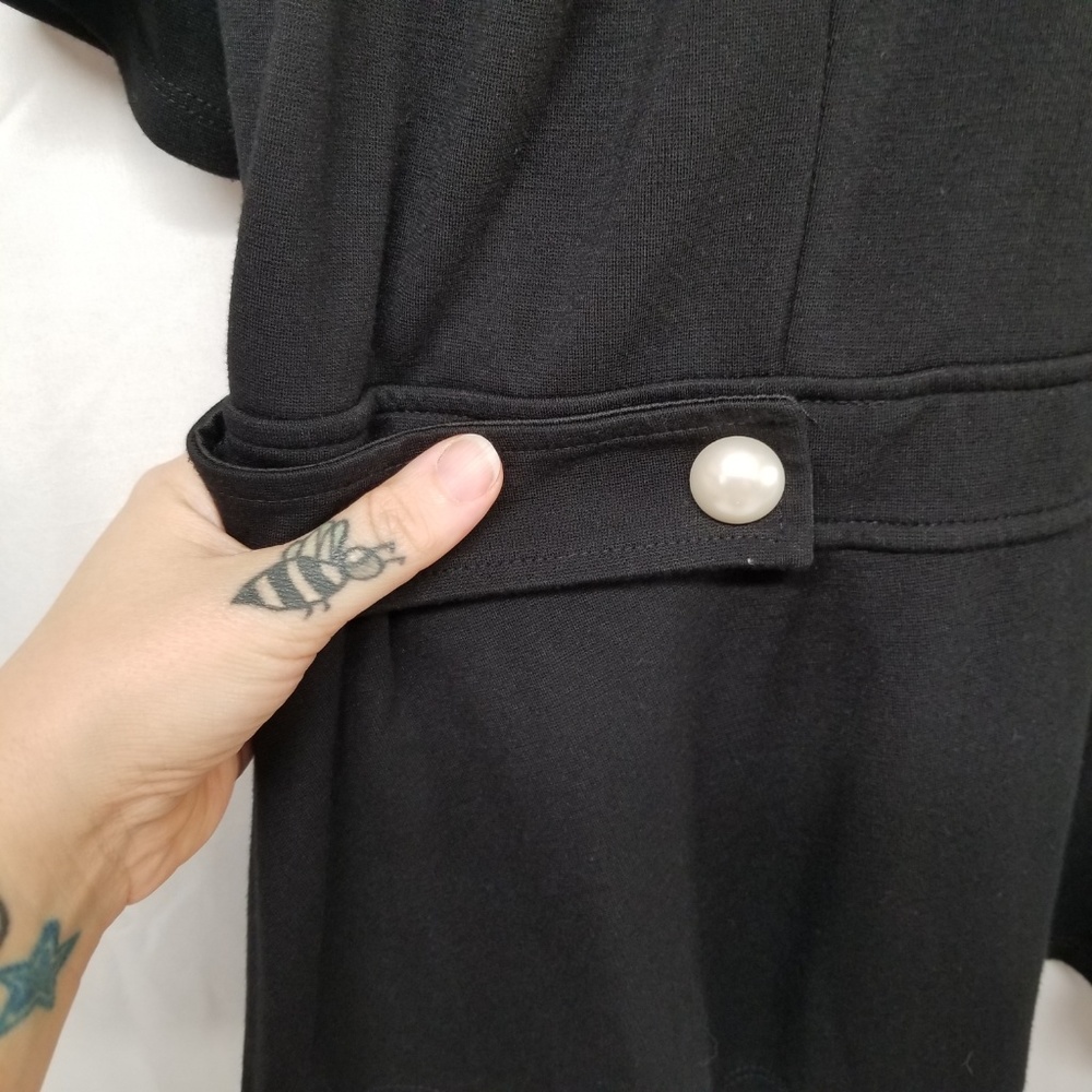 ELOQUII Ponte Knit Peplum Top Pearl Button Details - Picture 6 of 8
